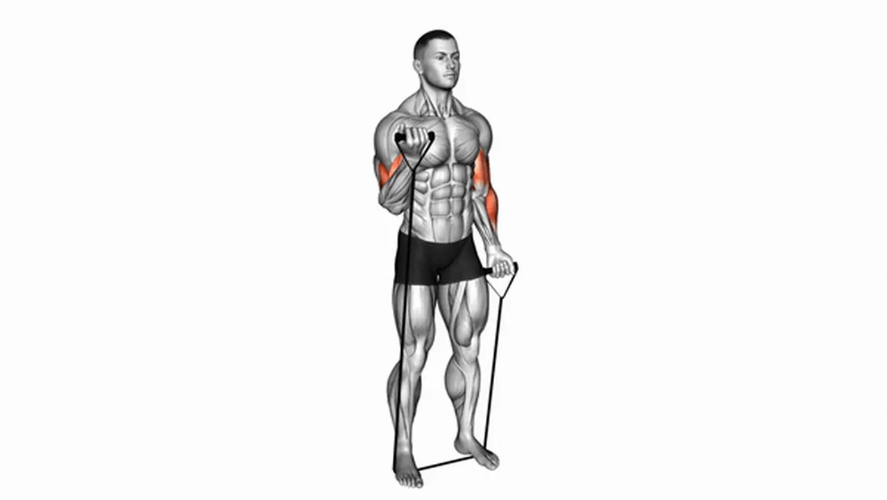 How to do Band Alternating Biceps Curls? Image