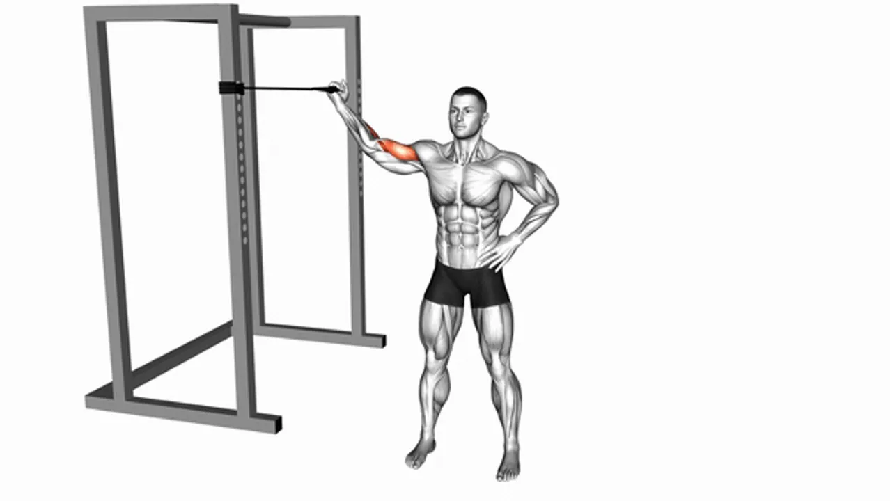 Band One Arm Overhead Biceps Curl