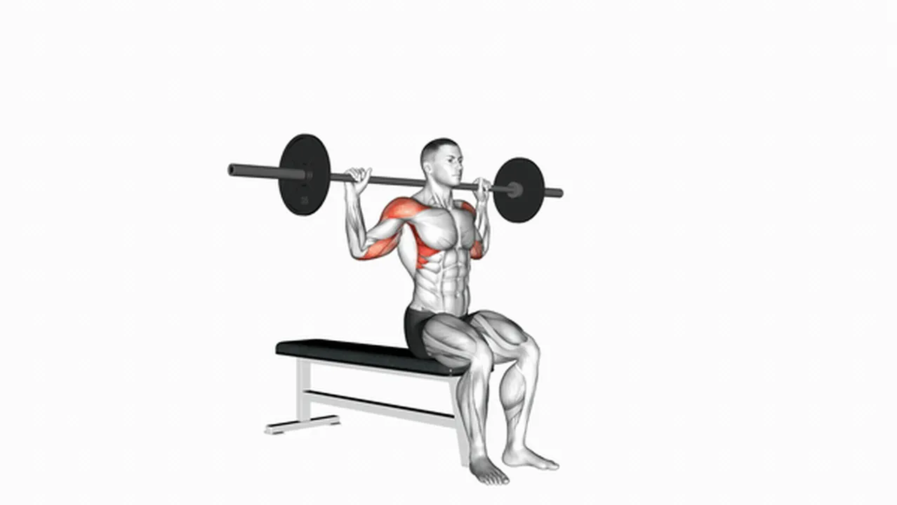 What are the benefits of the Barbell Seated Behind Head Military Press? Image