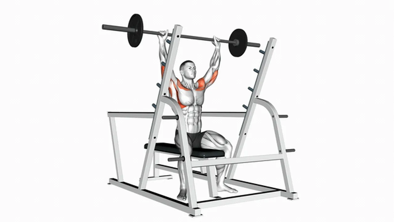 Common variations of barbell seated military press Image