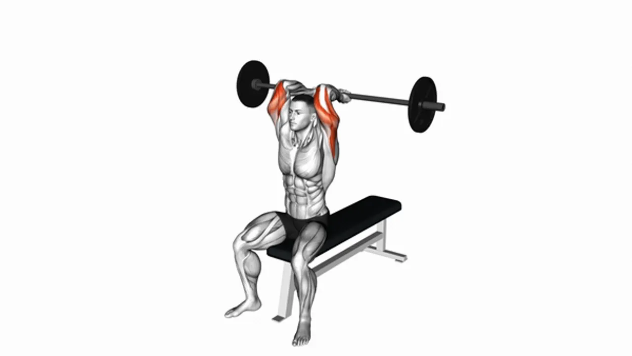 Barbell Seated Overhead Triceps Extension