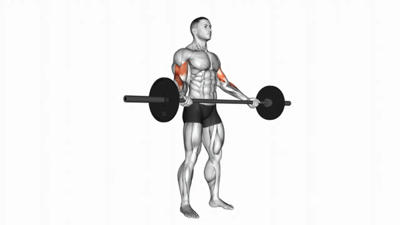 Barbell Standing Wide Grip Biceps Curl