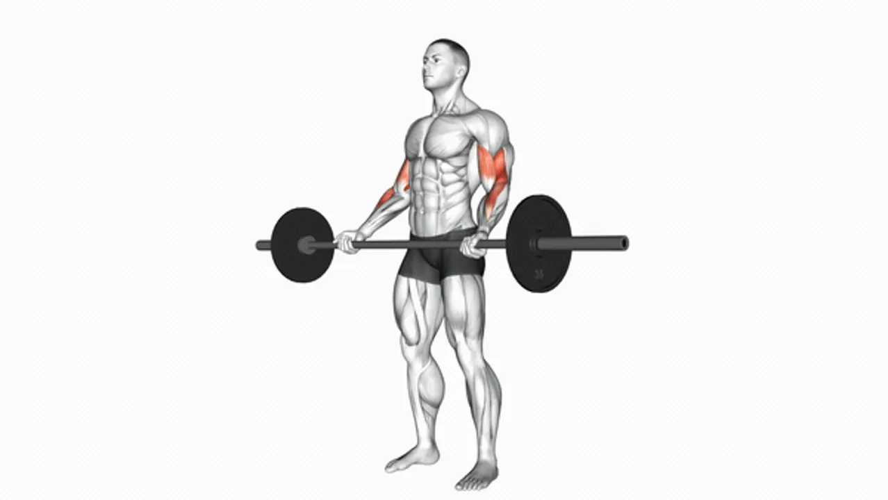 Barbell Standing Wide Grip Curl