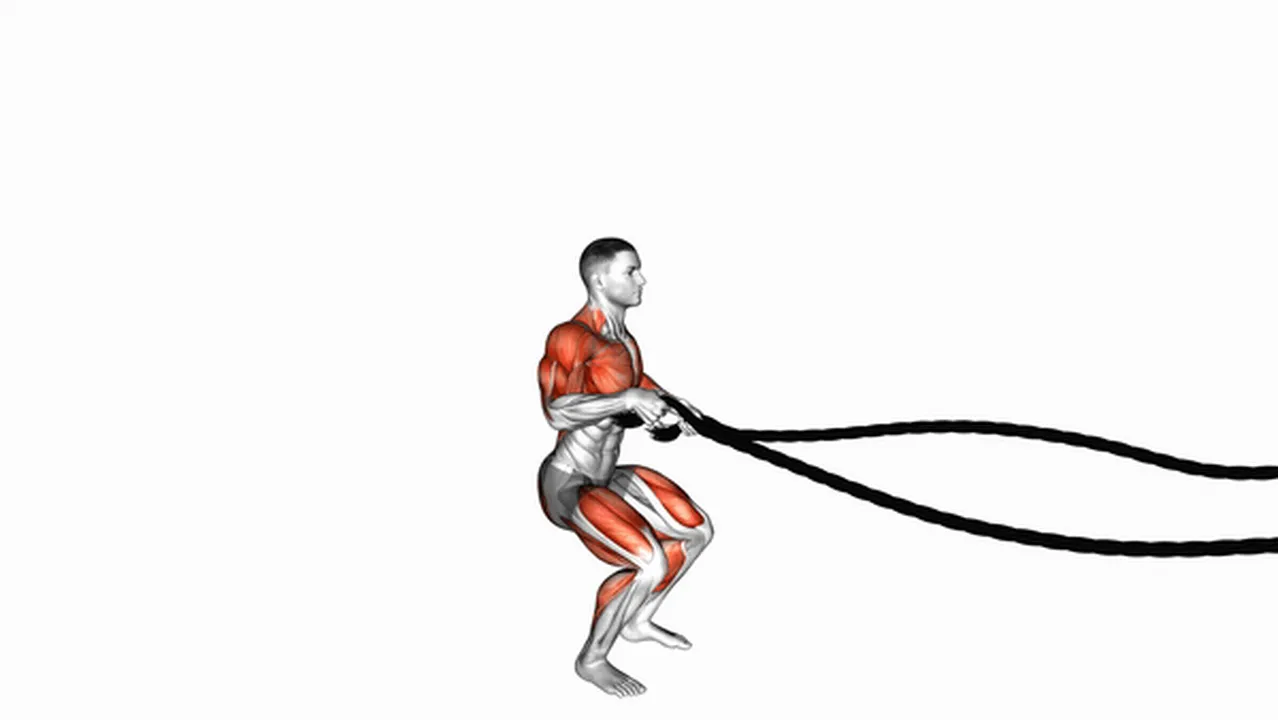 How to do Battling Ropes Alternate Arms Jump Squats? Image