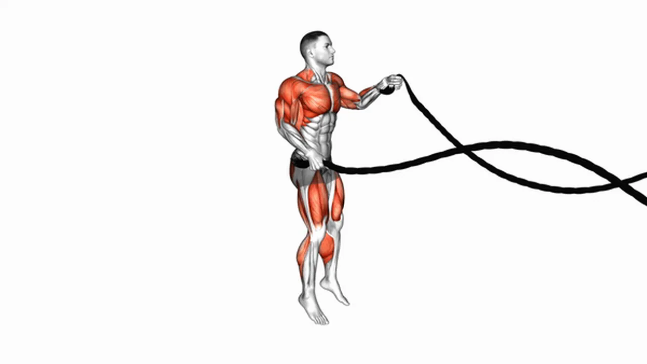 Alternatives to Battling Ropes Alternate Arms Jump Squats Image