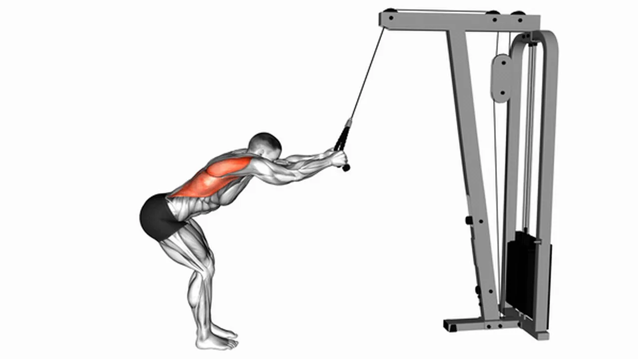 What are the benefits of Cable Standing Lat Pushdown with Rope? Image