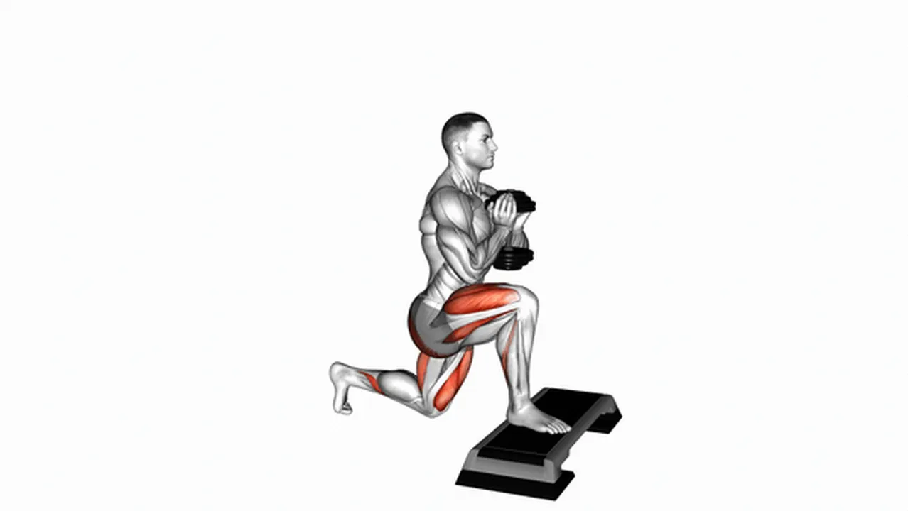 How to do Dumbbell Goblet Split Squat with Front Foot Elevated? Image