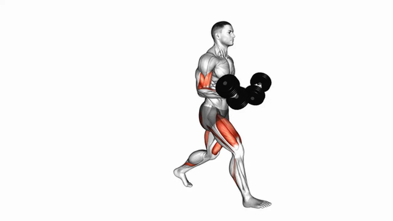 How to do Dumbbell Lunges with Bicep Curls? Image