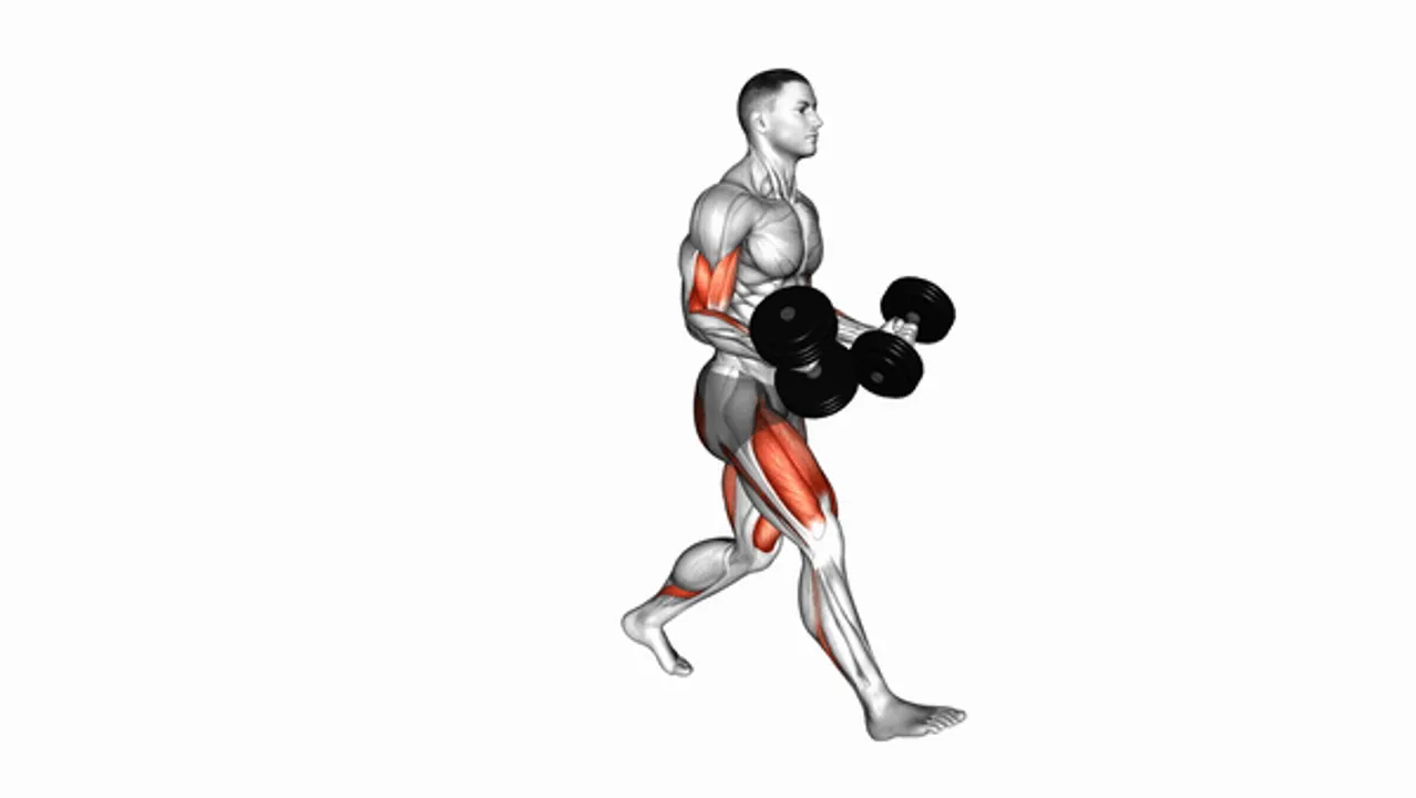 Dumbbell Lunge with Bicep Curl