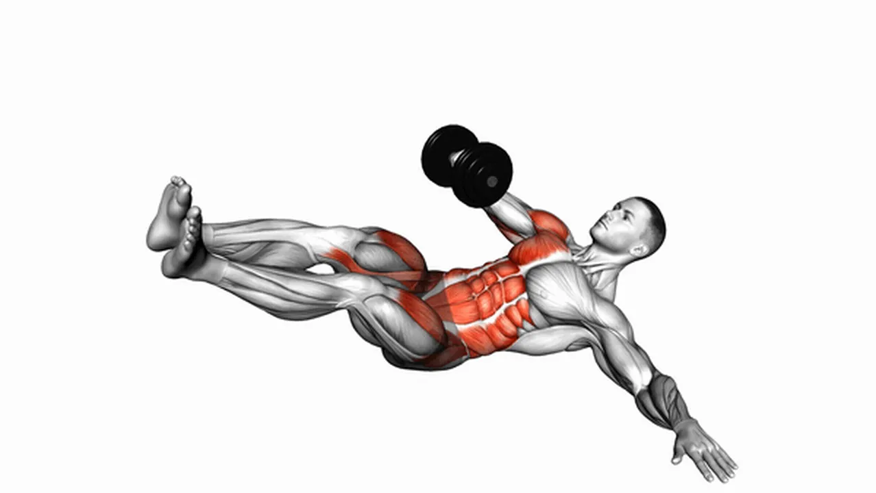 How to do Dumbbell Lying Oblique V-Ups? Image