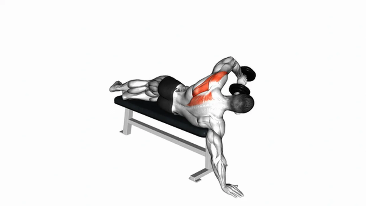 How to do Dumbbell Lying One Arm Rear Deltoid Raises? Image