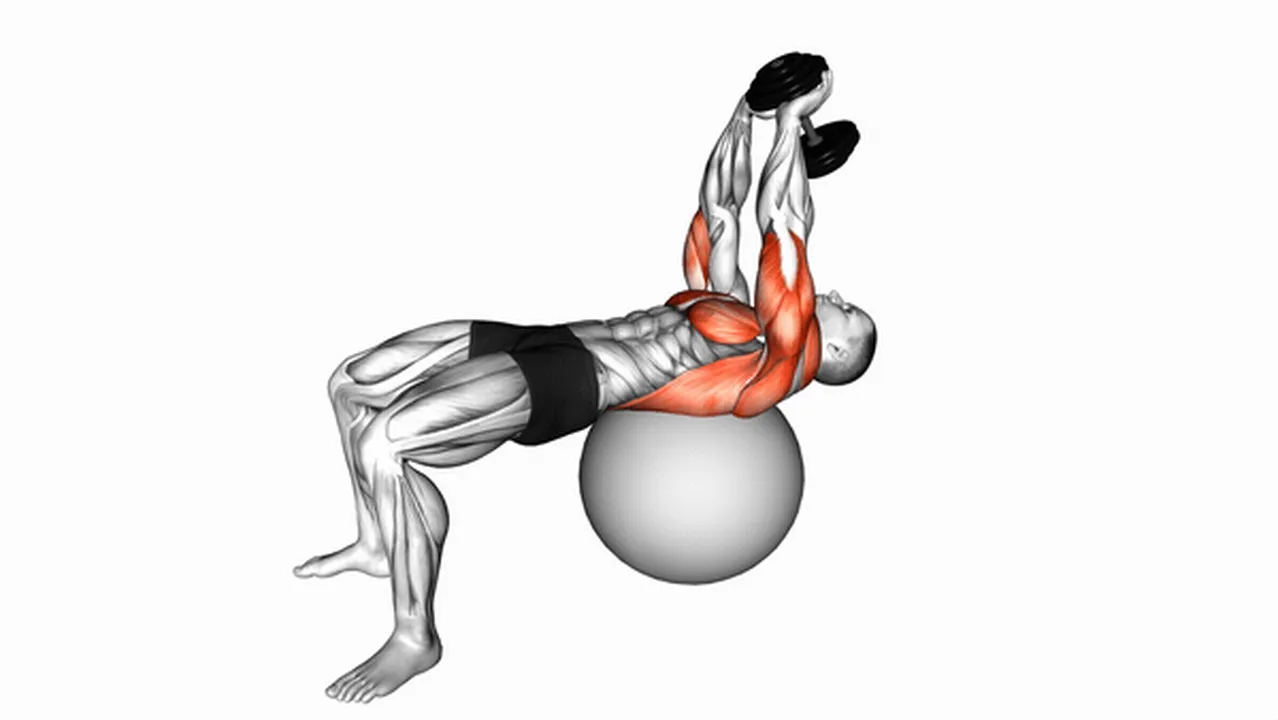 How to do Dumbbell Lying Pullovers on Exercise Ball? Image