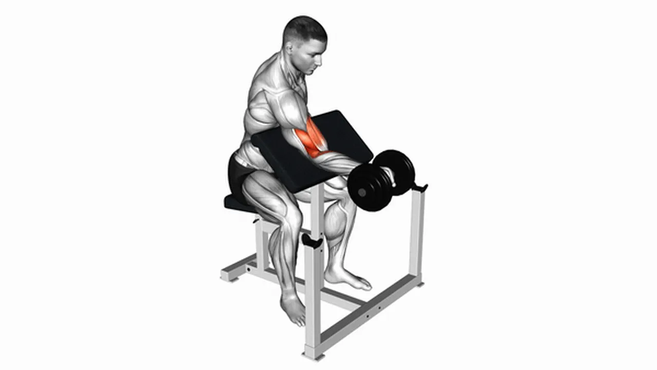 How to do Dumbbell One-Arm Reverse Preacher Curls? Image