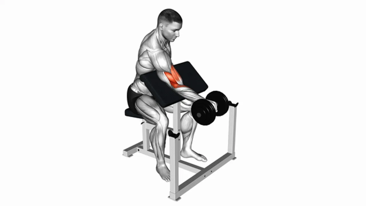 Dumbbell One-Arm Reverse Preacher Curl