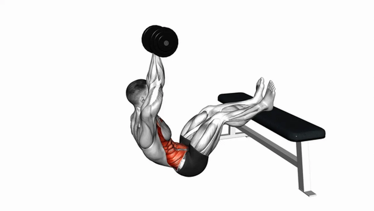 How to do a Dumbbell Overhead Sit-Up with Legs on Bench? Image