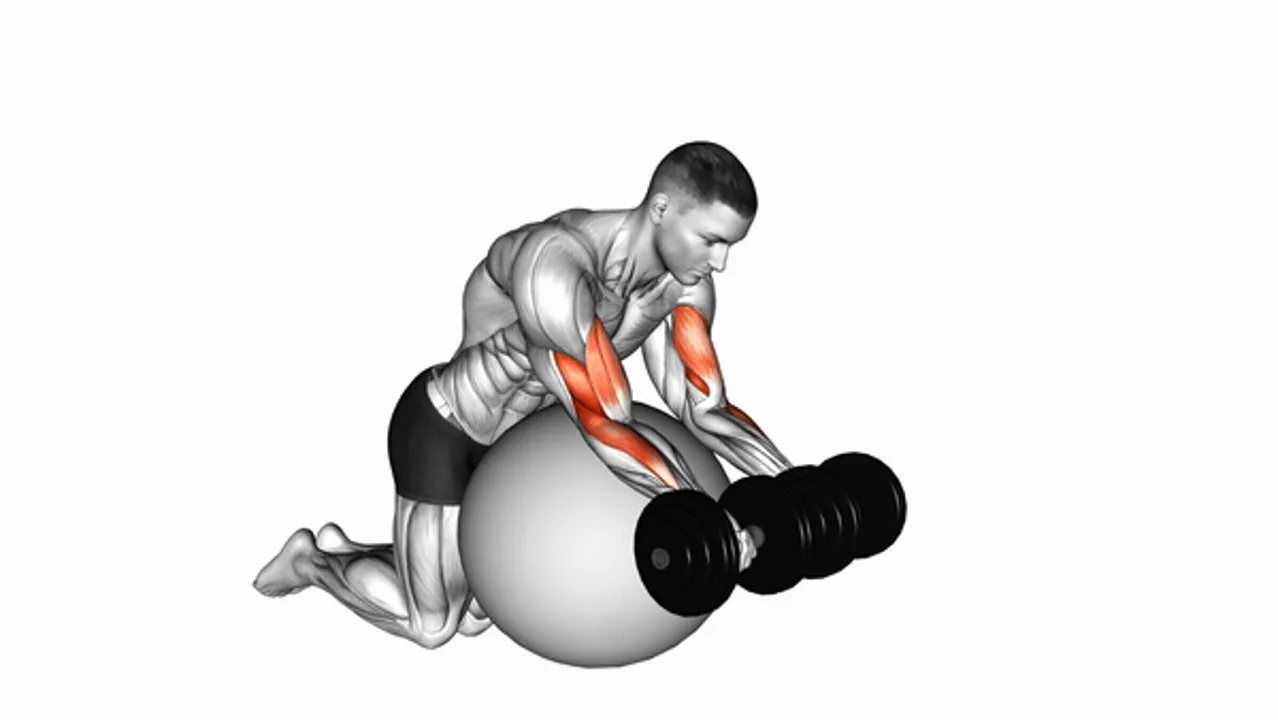 Dumbbell Preacher Curl on Exercise Ball