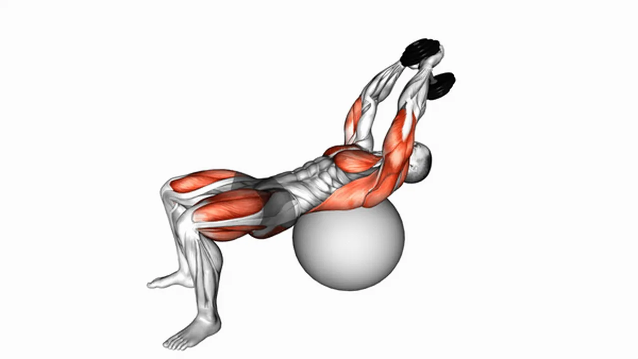 Common variations of Dumbbell Pullover Hip Extension on Exercise Ball Image