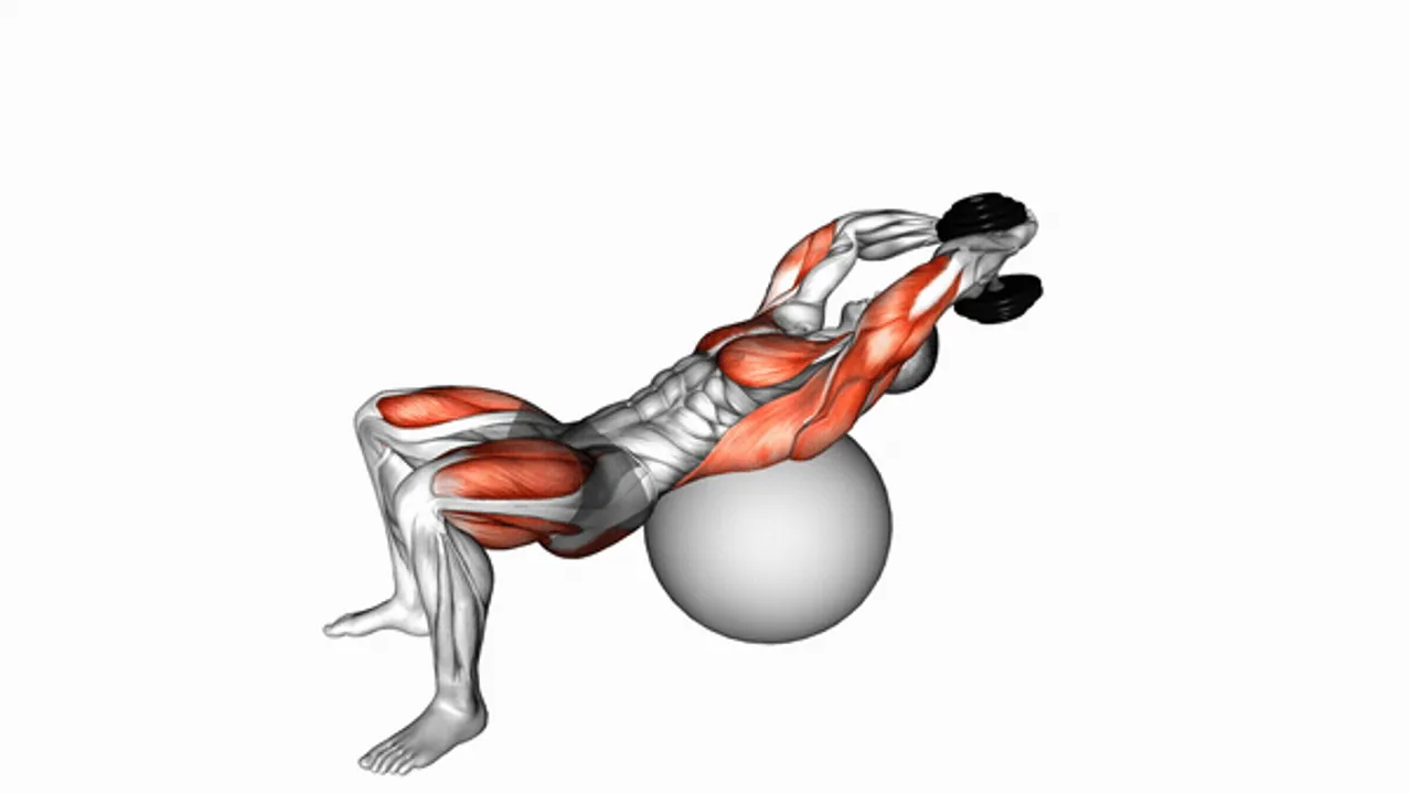 Dumbbell Pullover Hip Extension on Exercise Ball