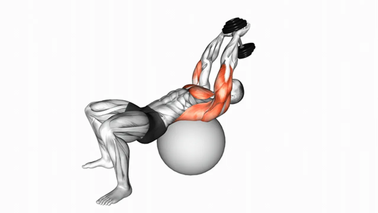 Dumbbell Pullover on Exercise Ball