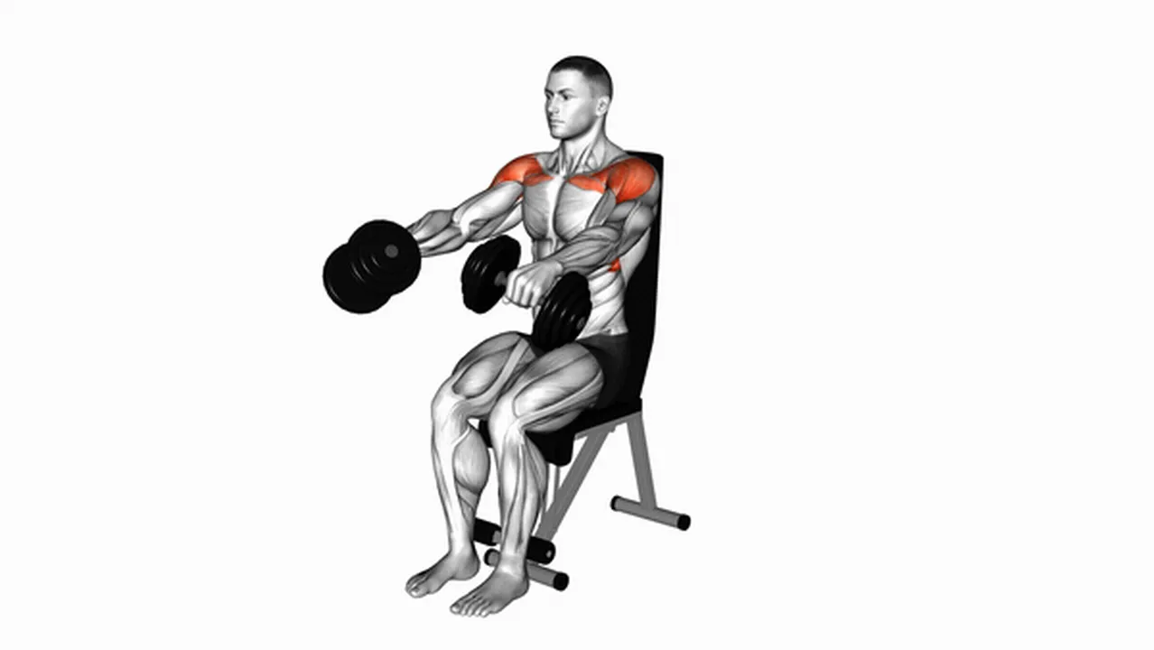 What are the benefits of dumbbell seated front raises? Image