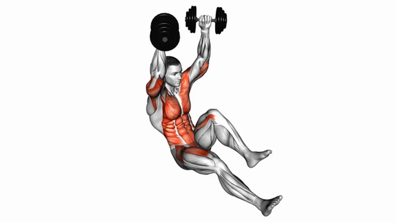 What are the benefits of the Dumbbell Seated Military Hold with Alternate Leg Raise? Image