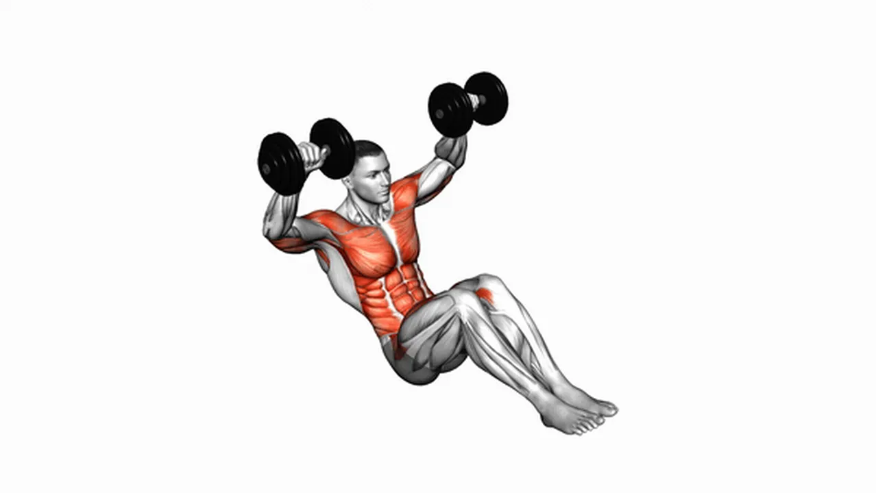 What are the benefits of the Dumbbell Seated Military Press with In & Out Leg Raise? Image