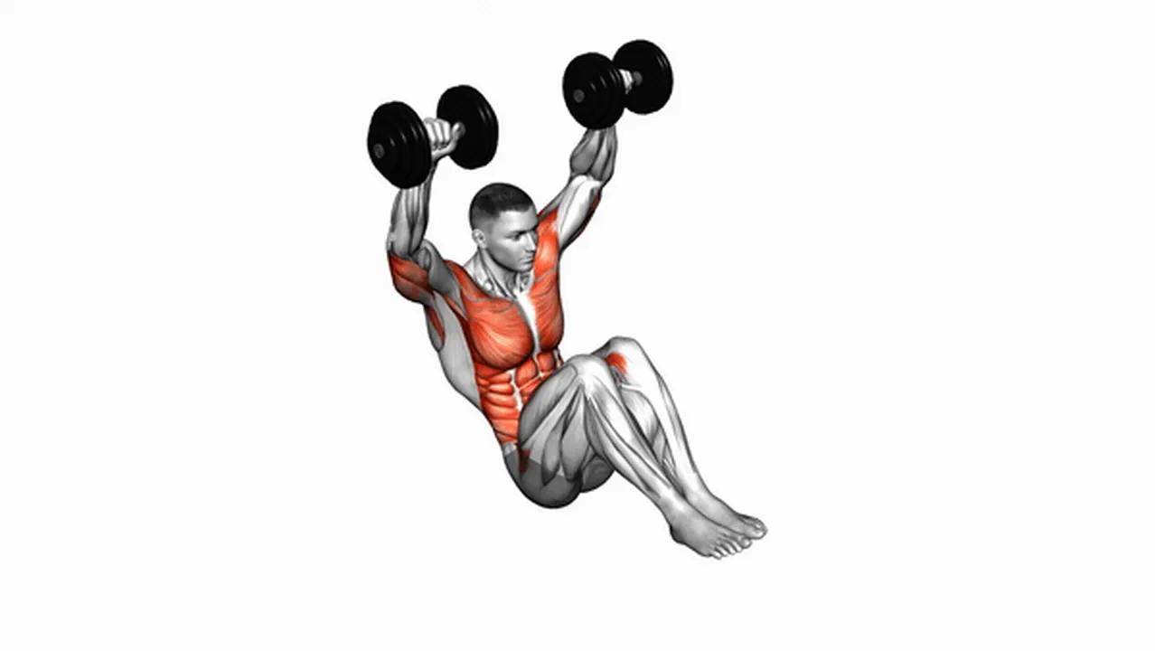 How to do the Dumbbell Seated Military Press with In & Out Leg Raise? Image