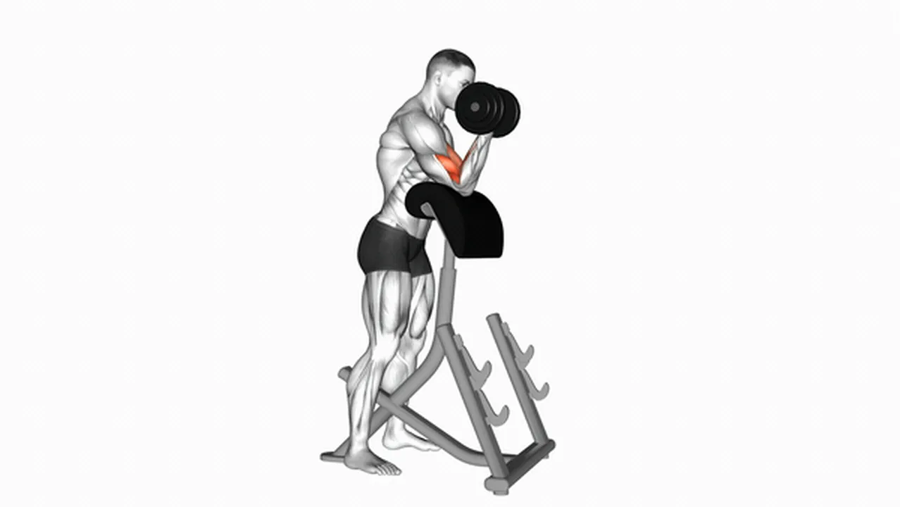 How to do dumbbell standing preacher curls? Image