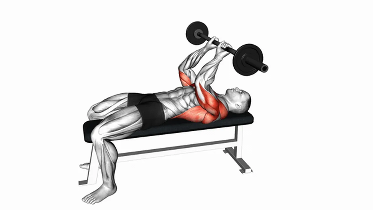 Common variations of EZ Bar Lying Bent Arms Pullovers Image