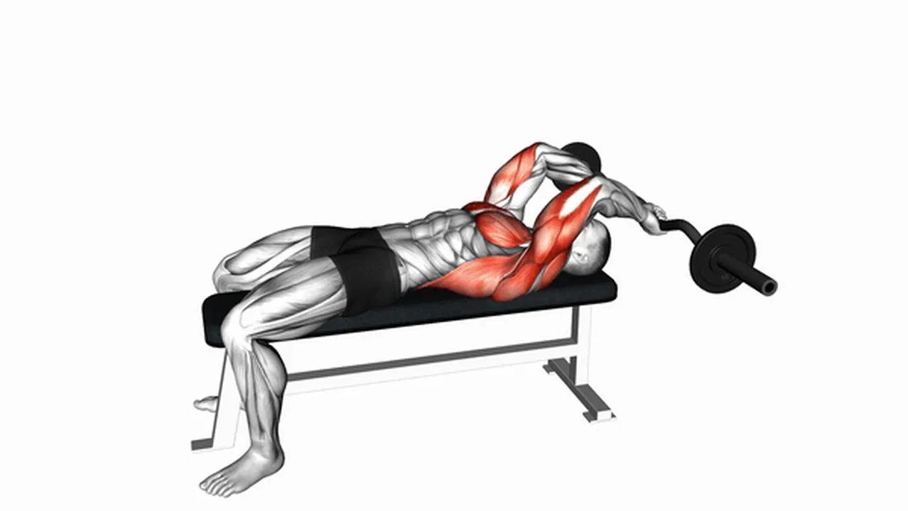 Common mistakes during EZ Bar Lying Bent Arms Pullovers Image