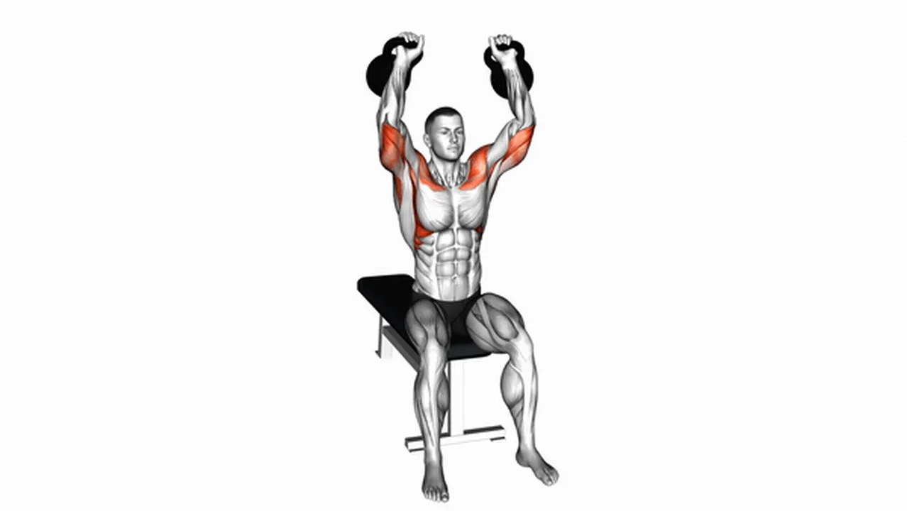 How to do Kettlebell Seated Two-Arm Military Press? Image