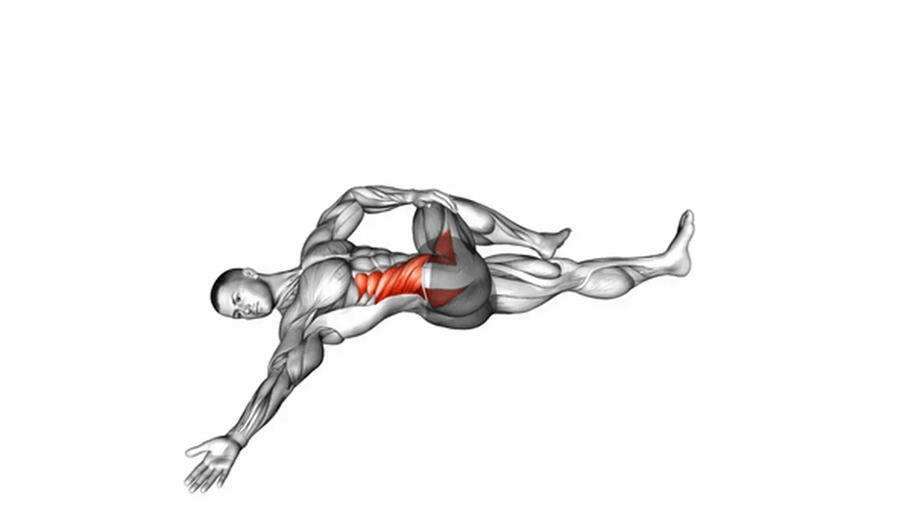 How to do the Lying Cross Over Knee Pull Down Stretch? Image