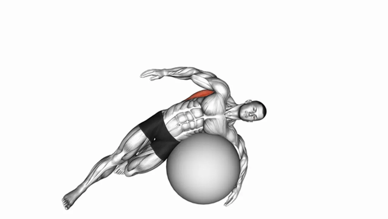 Lying Side Lat Stretch with Exercise Ball