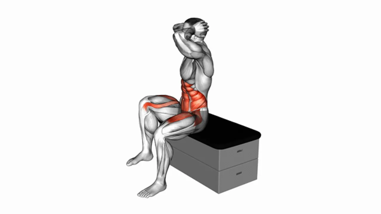 Sitting Twist Knee Raise on a Padded Stool