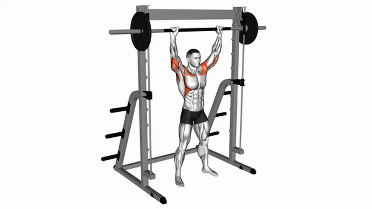 How to do the Smith standing military press? Image