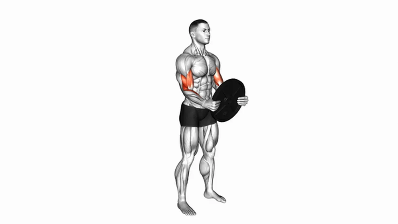 What are the benefits of weighted plate standing biceps curls? Image