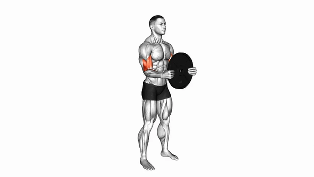 How to do weighted plate standing biceps curls? Image